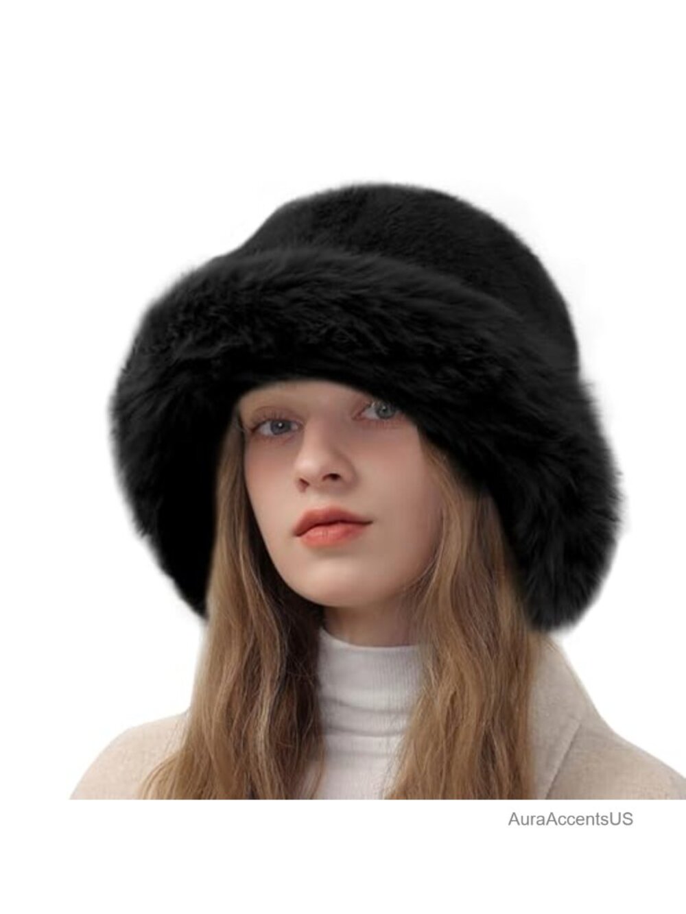 Faux Fur Bucket Hat Russian Ushanka Style Warm Fluffy Winter Cap